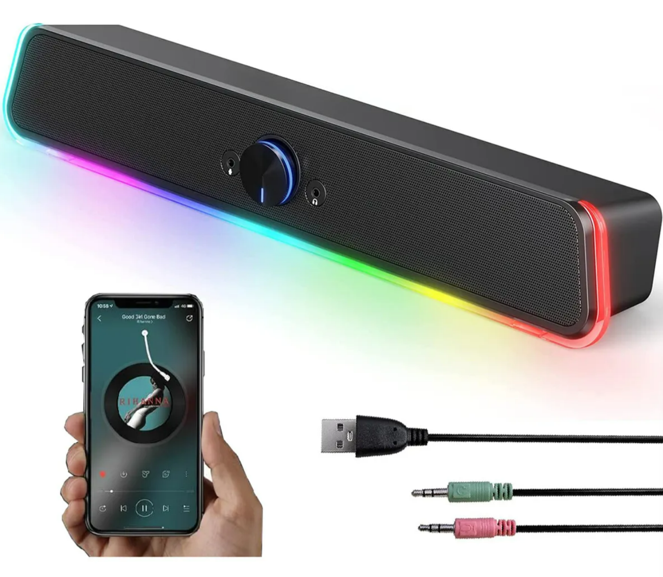 Foto 2 | Bocina Bluetooth Computadora Luz Led