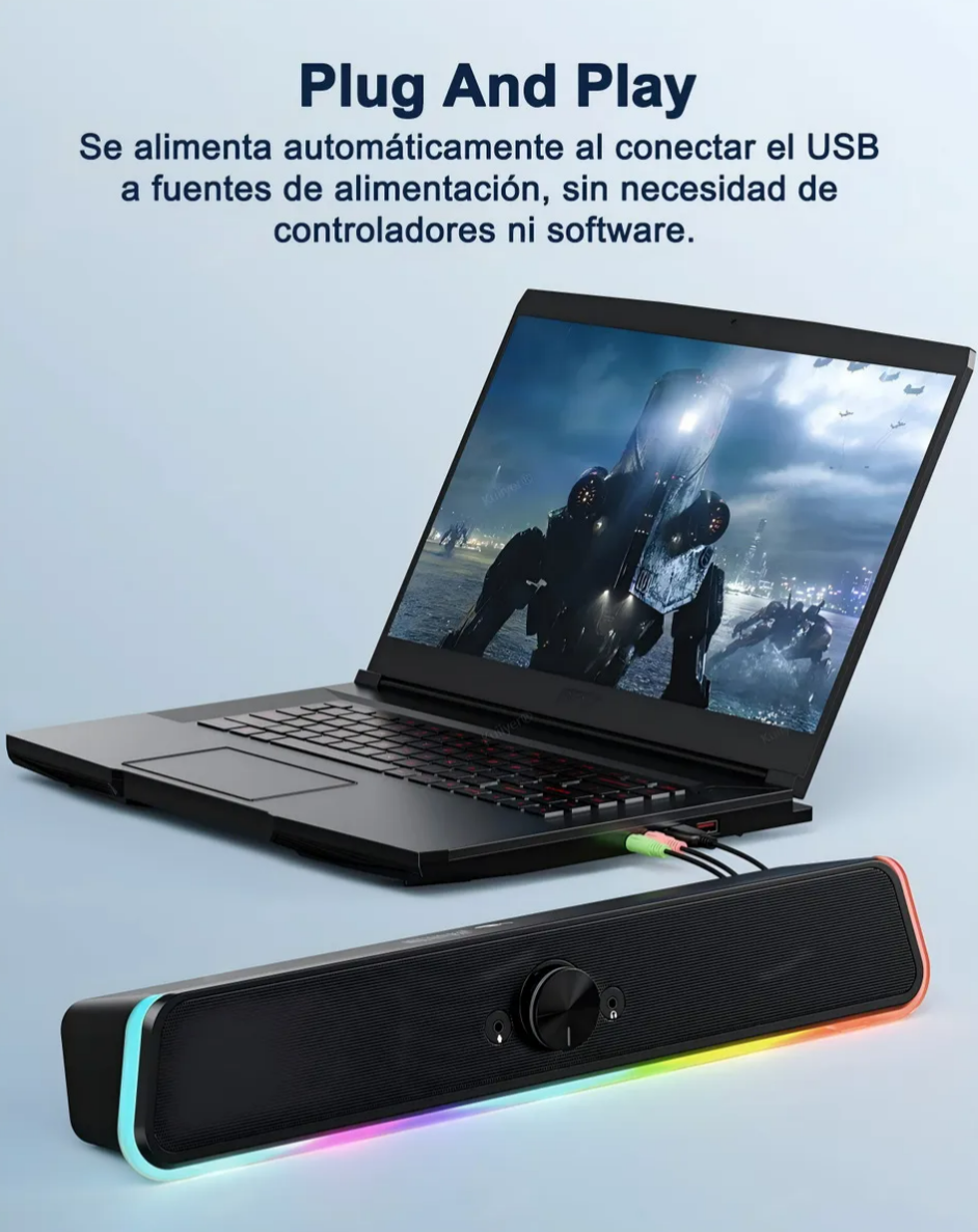 Foto 4 | Bocina Bluetooth Computadora Luz Led