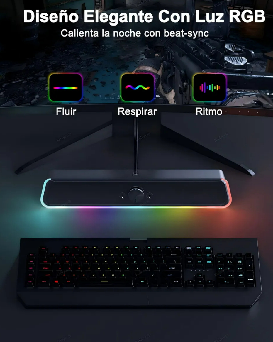 Foto 5 | Bocina Bluetooth Computadora Luz Led
