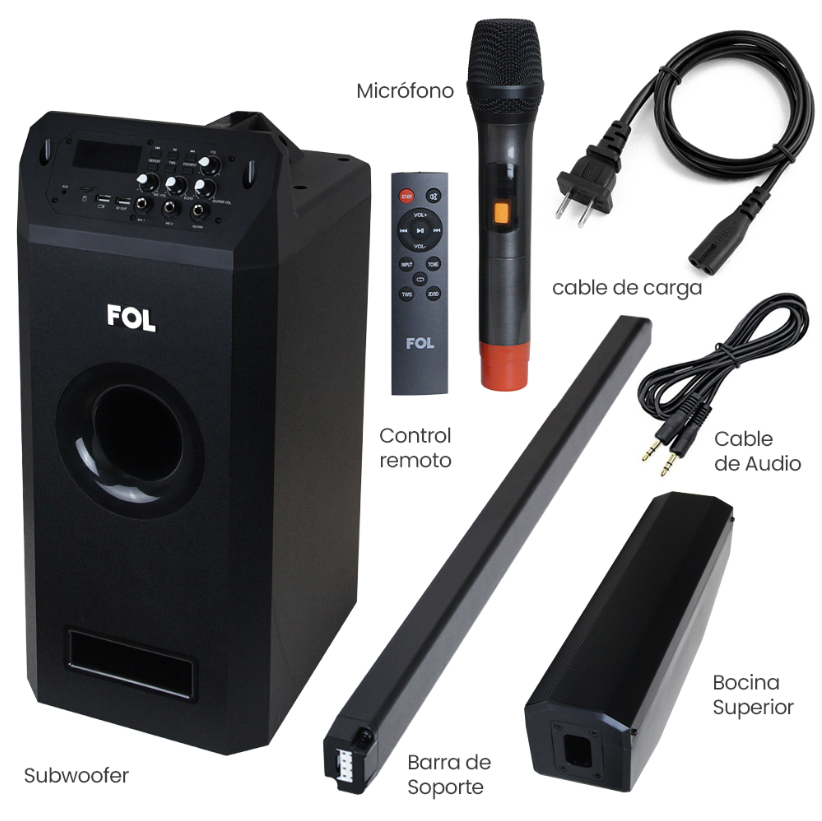 Foto 4 pulgar | Torre de Audio con Subwoofer Fol Fs-t108 con Tecnología Tws Negro