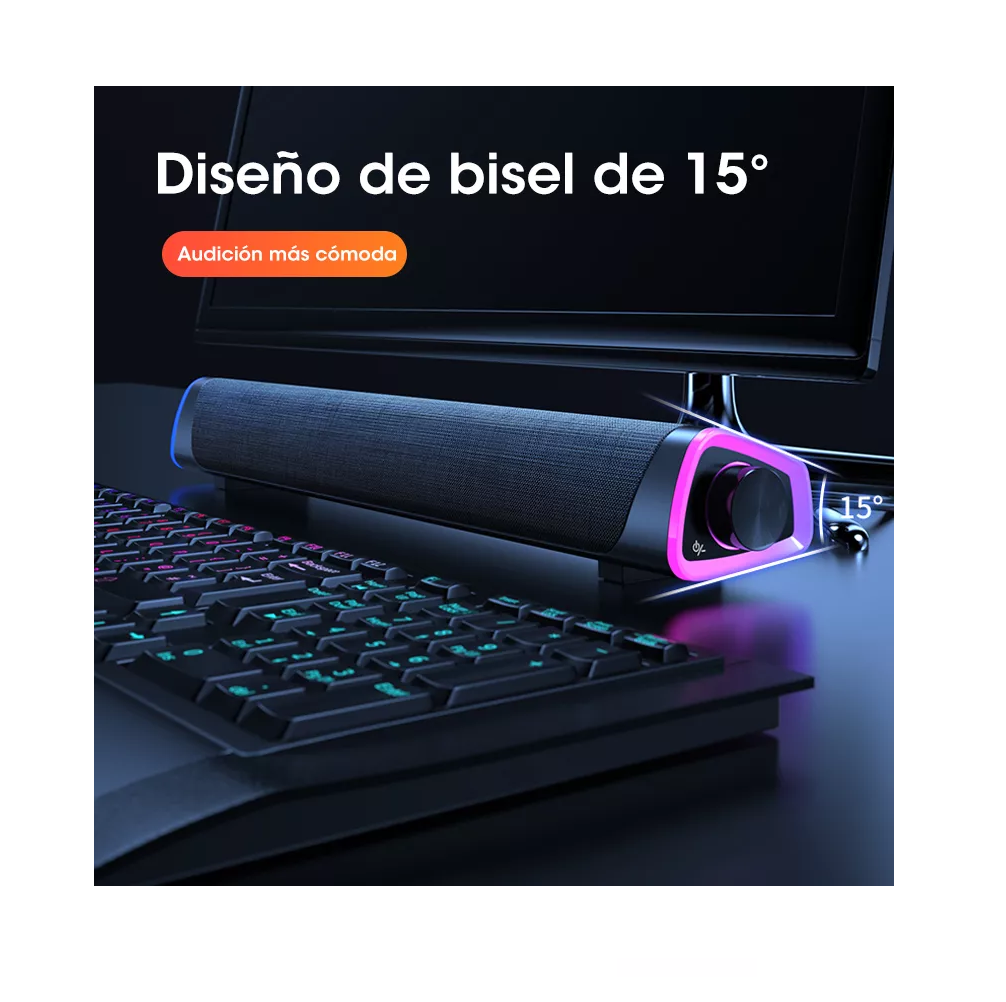 Foto 5 pulgar | Bocina Bluetooth 5.0 Para Pc Laptop Gamer Led Color Negro Morado