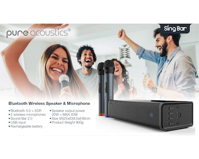 Foto 4 | Bocina Pure Acoustics con 2 Microfonos Inalambrica