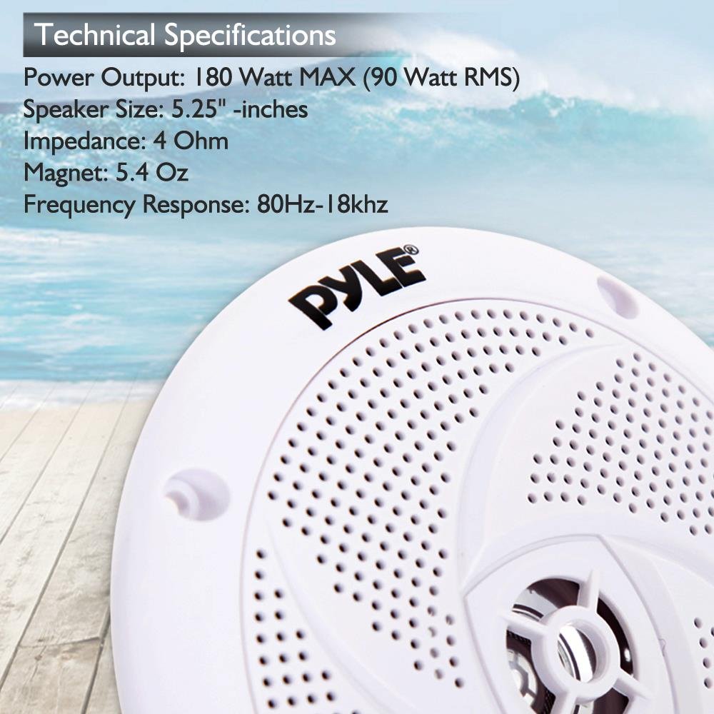 Foto 5 | Altavoces Marinos Pyle Plmrs5w, 13 Cm, 2 Vías, 180 W, Impermeables, Color Blanco - Venta Internacional.