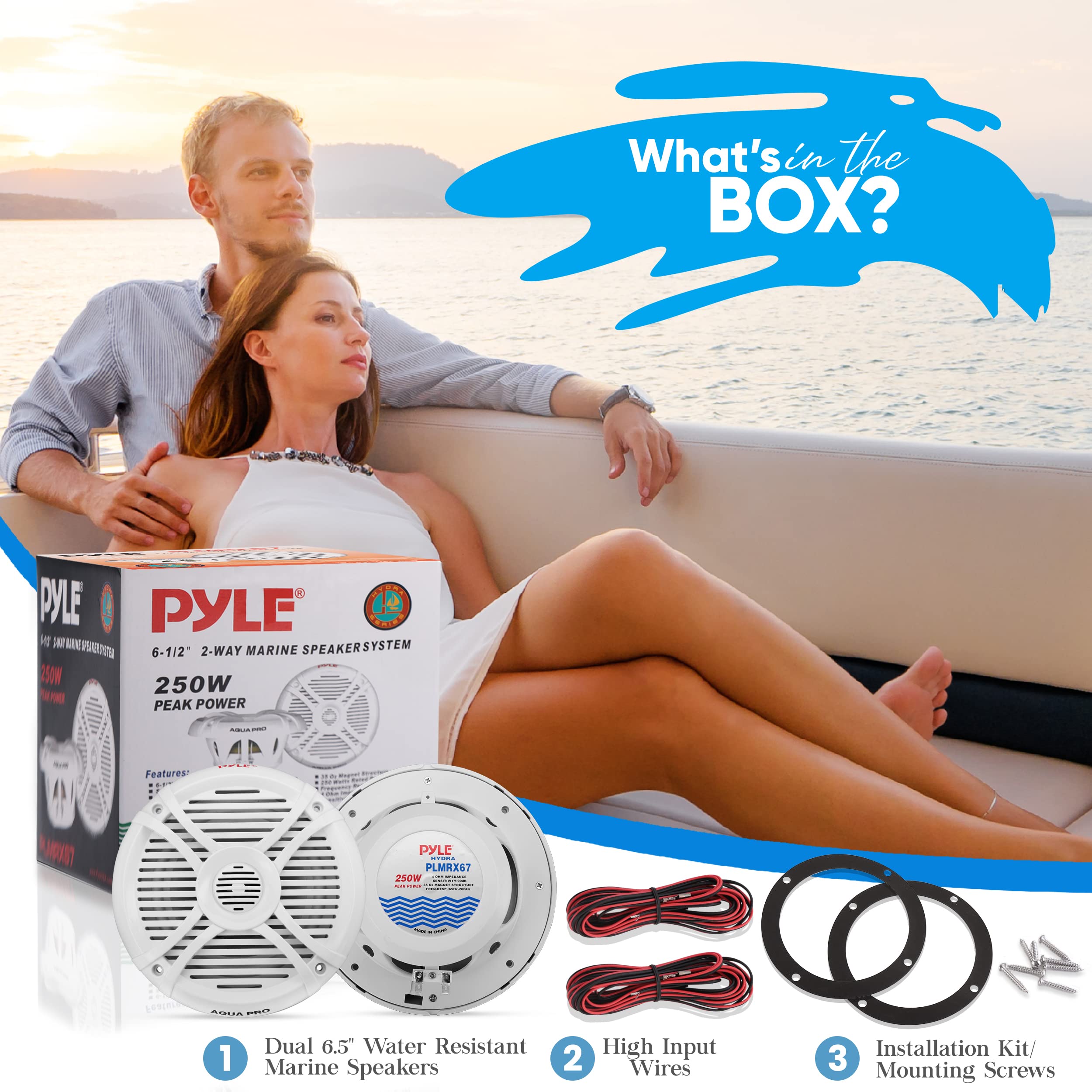 Foto 4 | Sistema De Altavoces Marinos Pyle Plmrx67 De 250 W Con Altavoz De 6.5 Pulgadas - Venta Internacional.