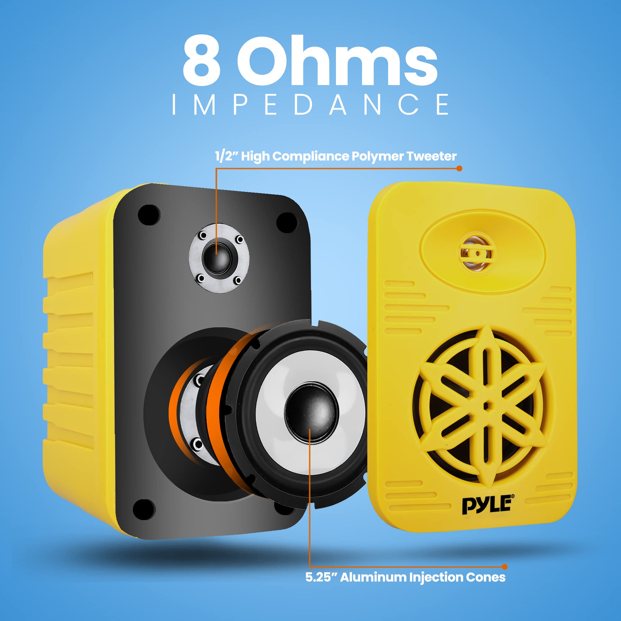 Foto 5 | Altavoces Exteriores Pyleusa Pdwr55yl 500w 5.25'' De 2 Vías, Color Amarillo - Venta Internacional.