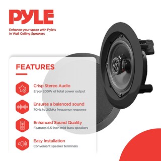 Foto 2 | Sistema De Altavoces Pyle Pdic61rdbk Para Pared Y Techo, 6.5 Pulgadas (par), Negro - Venta Internacional.
