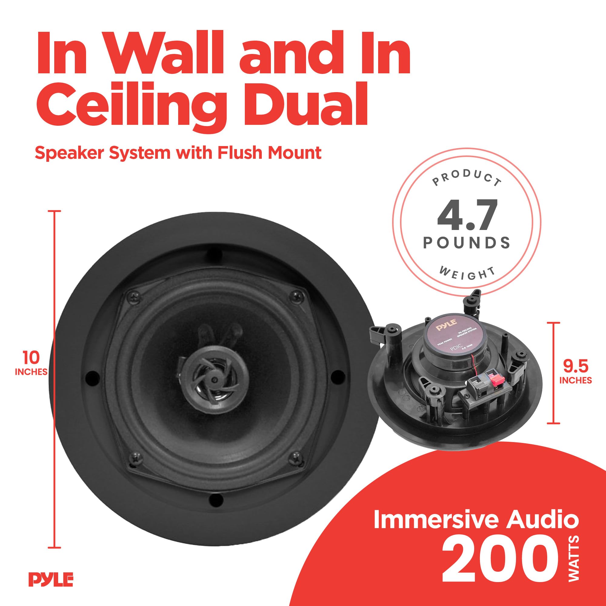 Foto 4 pulgar | Sistema De Altavoces Pyle Pdic61rdbk Para Pared Y Techo, 6.5 Pulgadas (par), Negro - Venta Internacional.