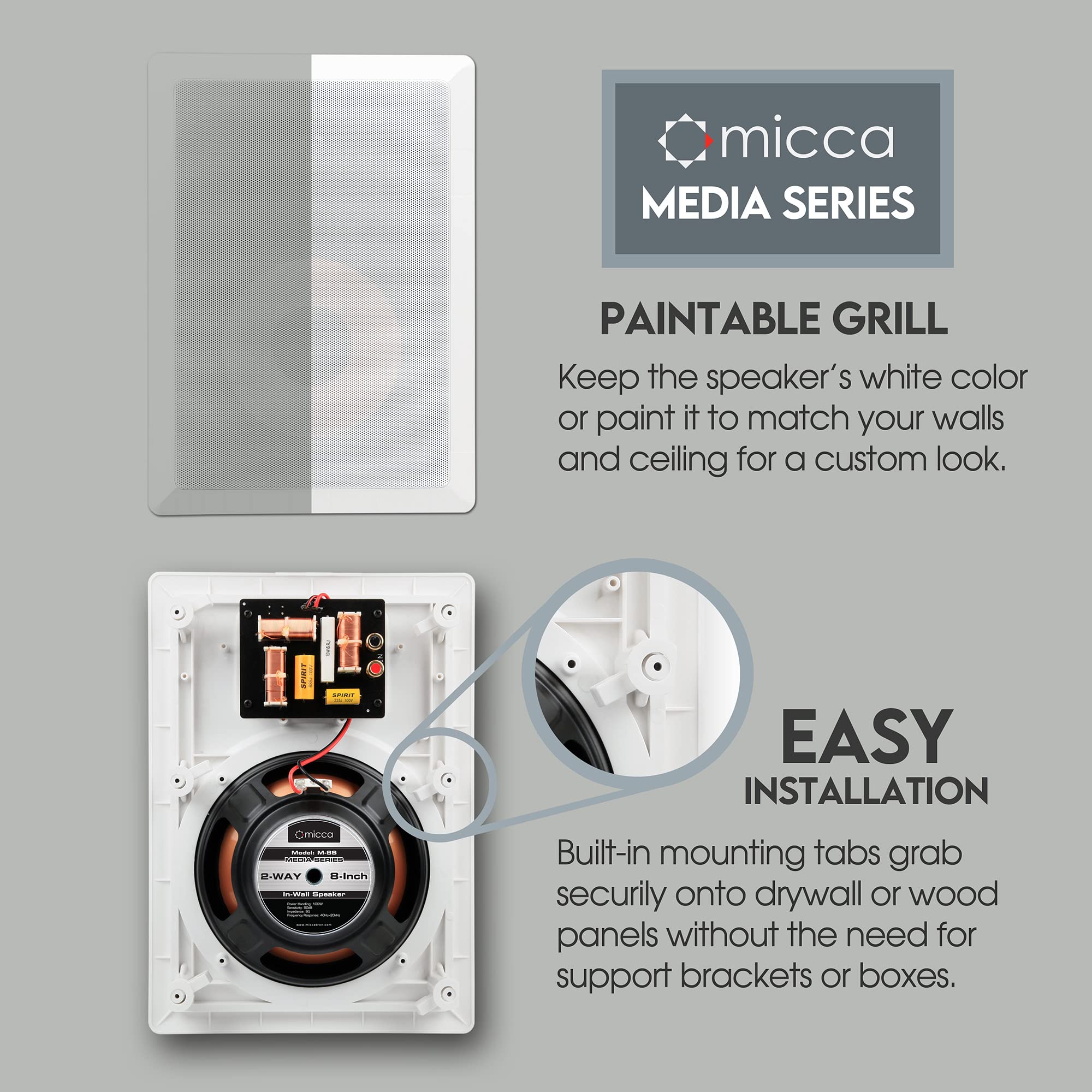 Foto 3 pulgar | Altavoz Empotrado Micca M-8s De 2 Vías Para Sistema De Cine En Casa Con 8 Woofers, Color Blanco - Venta Internacional.