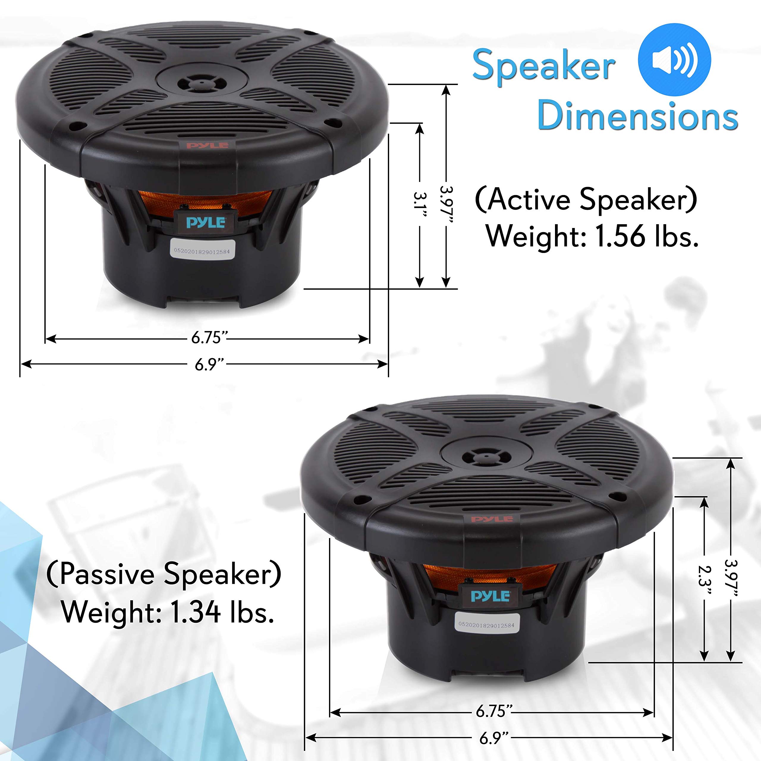 Foto 4 pulgar | Altavoz Bluetooth Marine Pyle Plmrbt65b 6.5'' 600 W - Negro - Venta Internacional.