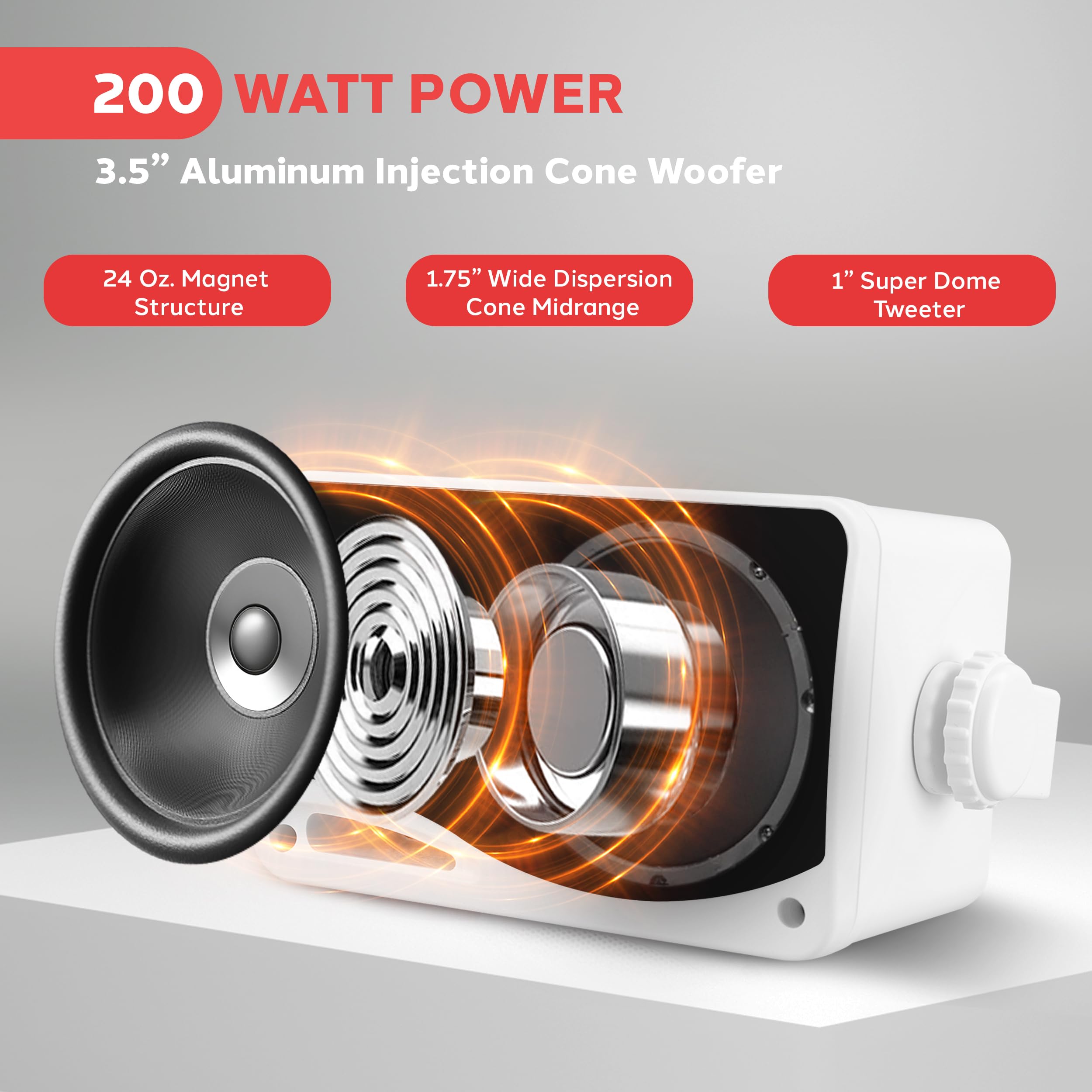 Foto 8 pulgar | Set de Altavoces para Exteriores Pyle PLMR24 de 3 Vías 200 W 3.5 Pulgadas Marine Grade - Venta Internacional