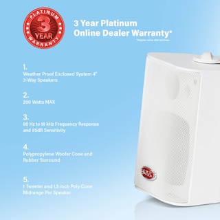 Foto 3 | Altavoz Boss Audio Mr4,3w 200w 3 Way Marine 4'' Blanco - Venta Internacional.