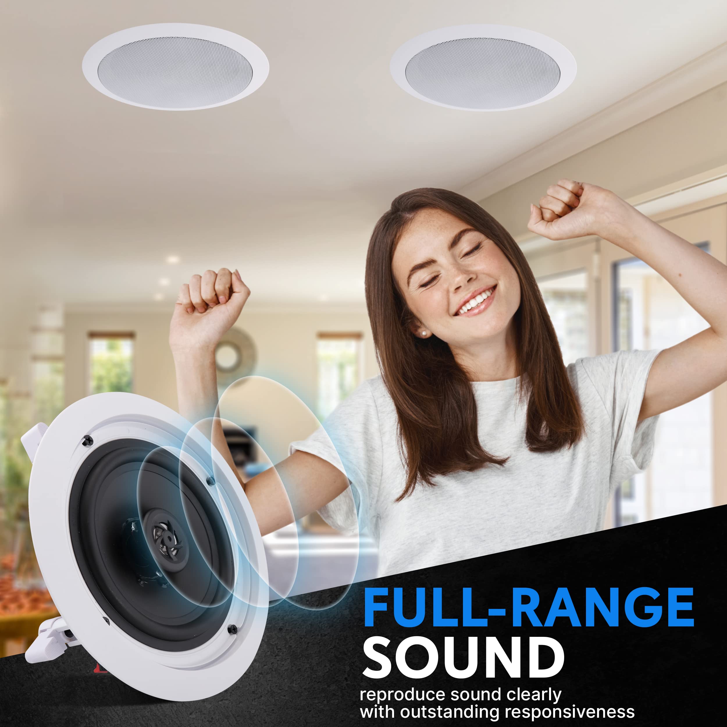 Foto 5 | Altavoz Pyle Pdic1661rd, 6.5 Pulgadas, 2 Vías, 200 W, Montaje Empotrado, Blanco - Venta Internacional.