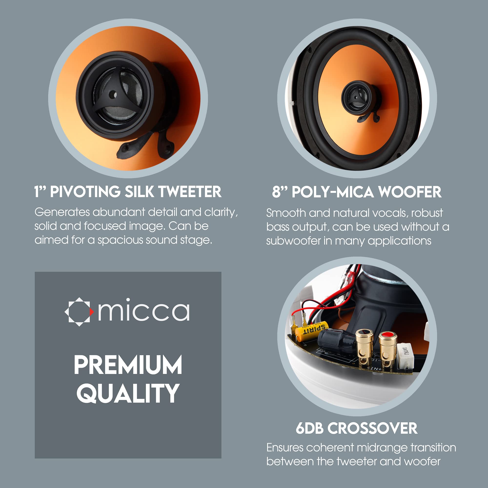 Foto 4 | Altavoz Micca M-8c De 2 Vías Para Techo, Redondo, 8 Woofers Y 1 Tweeter - Venta Internacional.