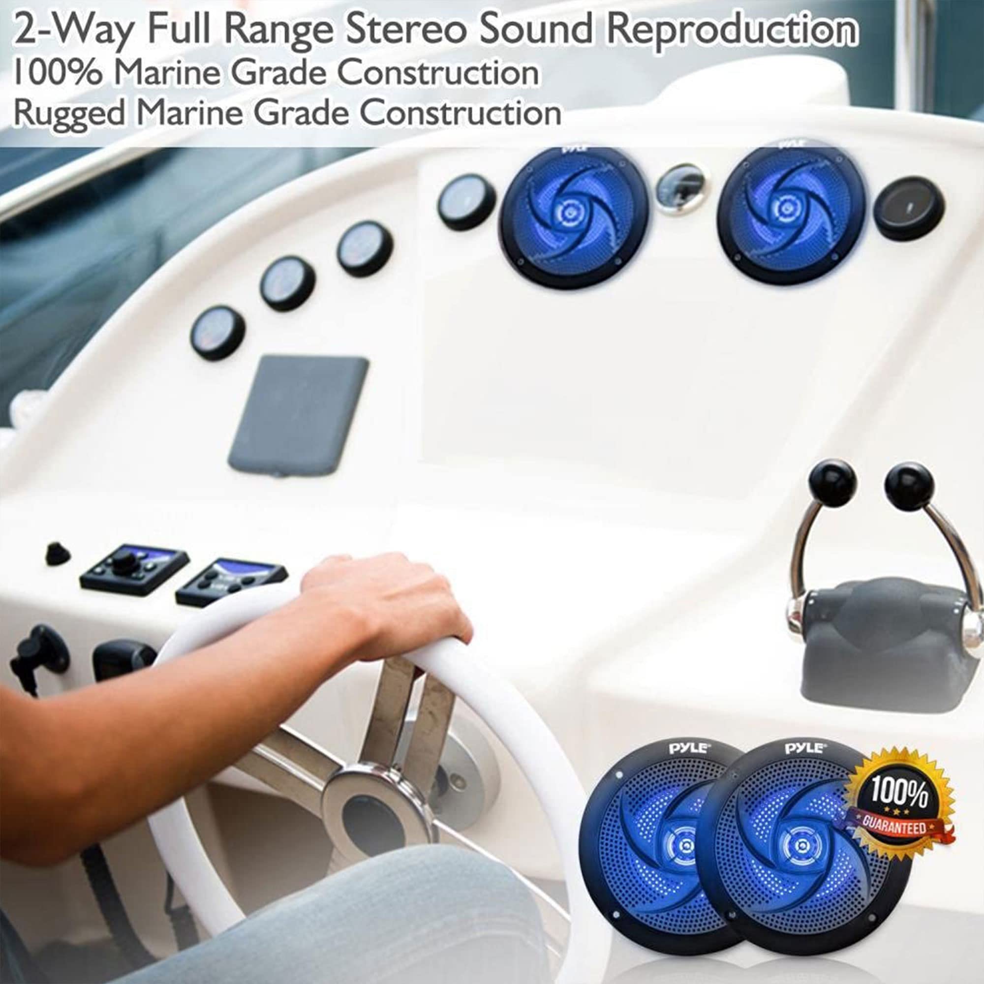 Foto 4 pulgar | Altavoces Marinos Pyle Plmrs43bl De 4 Pulgadas, 2 Vías Y 100 W Con Luces Led - Venta Internacional.