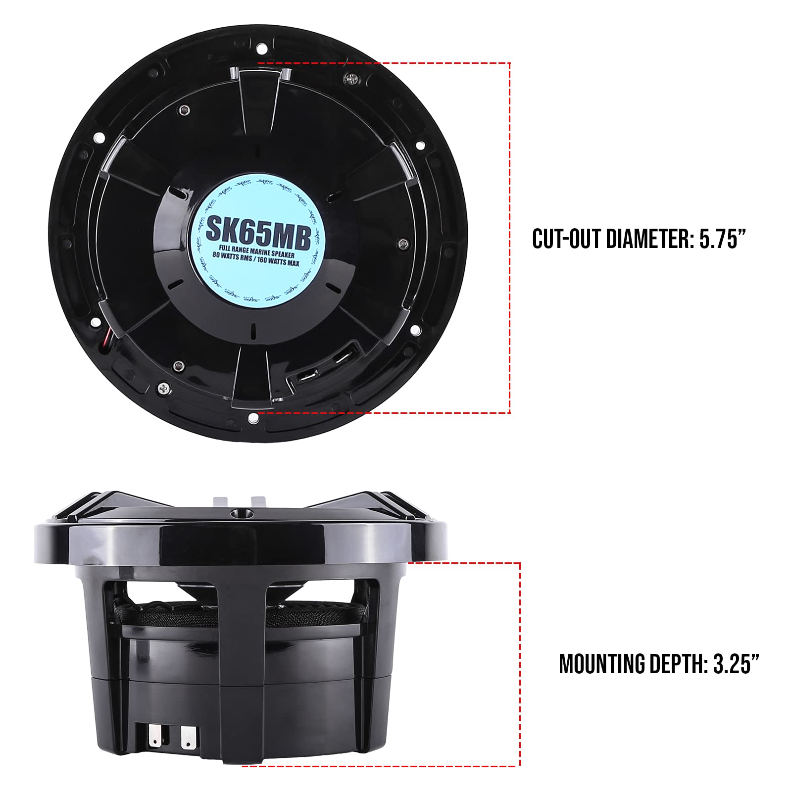 Foto 7 pulgar | Altavoz Skar Audio Sk65mb 6.5 2-way Marine 320w Negro - Venta Internacional.