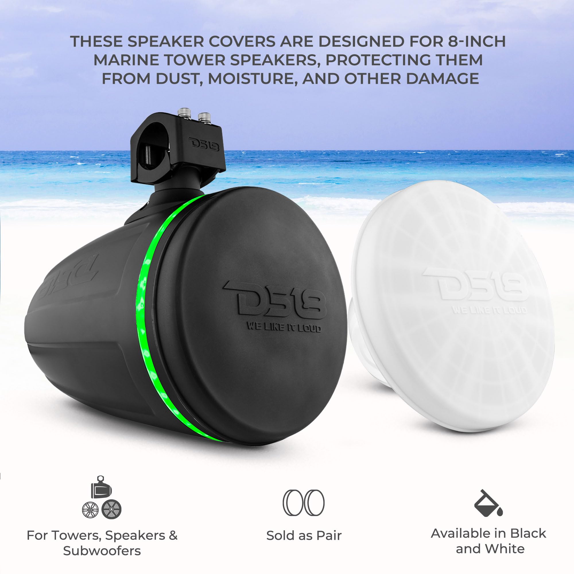 Foto 4 pulgar | Funda De Altavoz Marina De Silicona Ds18 Hydro Cs-8/bk De 8 Pulgadas - Venta Internacional.