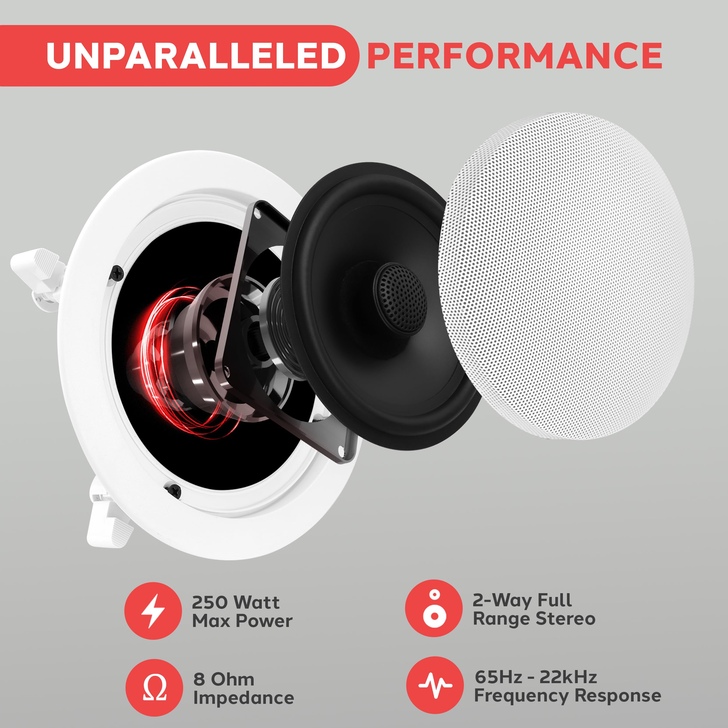 Foto 4 | Altavoces De Techo Pyle Pdic60t De 6 5'' Y 70 V  Color Blanco - Venta Internacional.