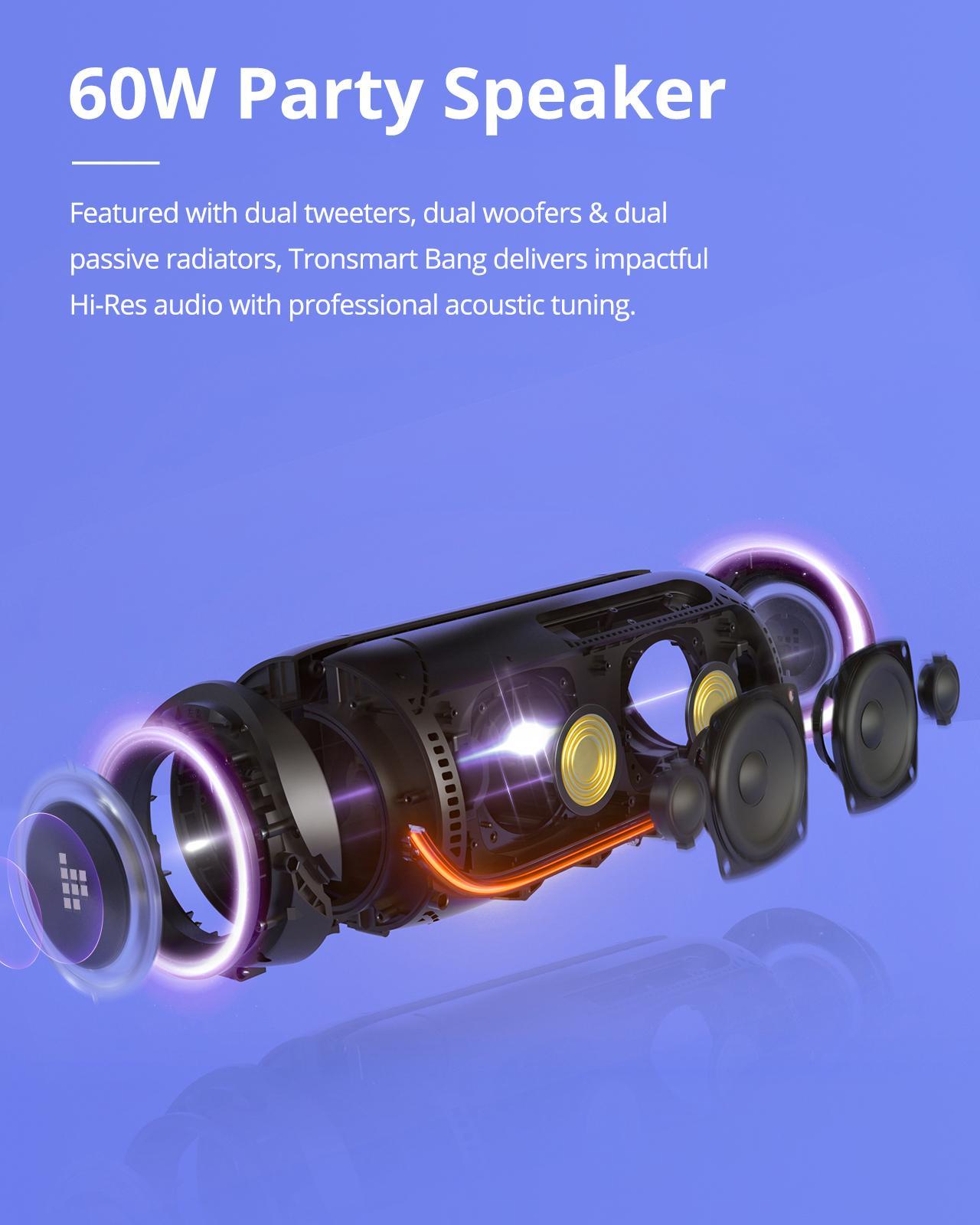 Foto 3 | Bocina Bluetooth Tronsmart Bang 60w Portátil Luz RGB Ipx6 Soundpulse