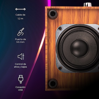Foto 2 | Minicomponente Genérica Minimalista Retro Diseño Tipo Madera Con Subwoofer Conexión USB Y AUX 3.5