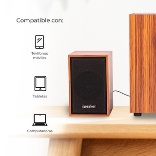 Foto 3 | Minicomponente Genérica Minimalista Retro Diseño Tipo Madera Con Subwoofer Conexión USB Y AUX 3.5