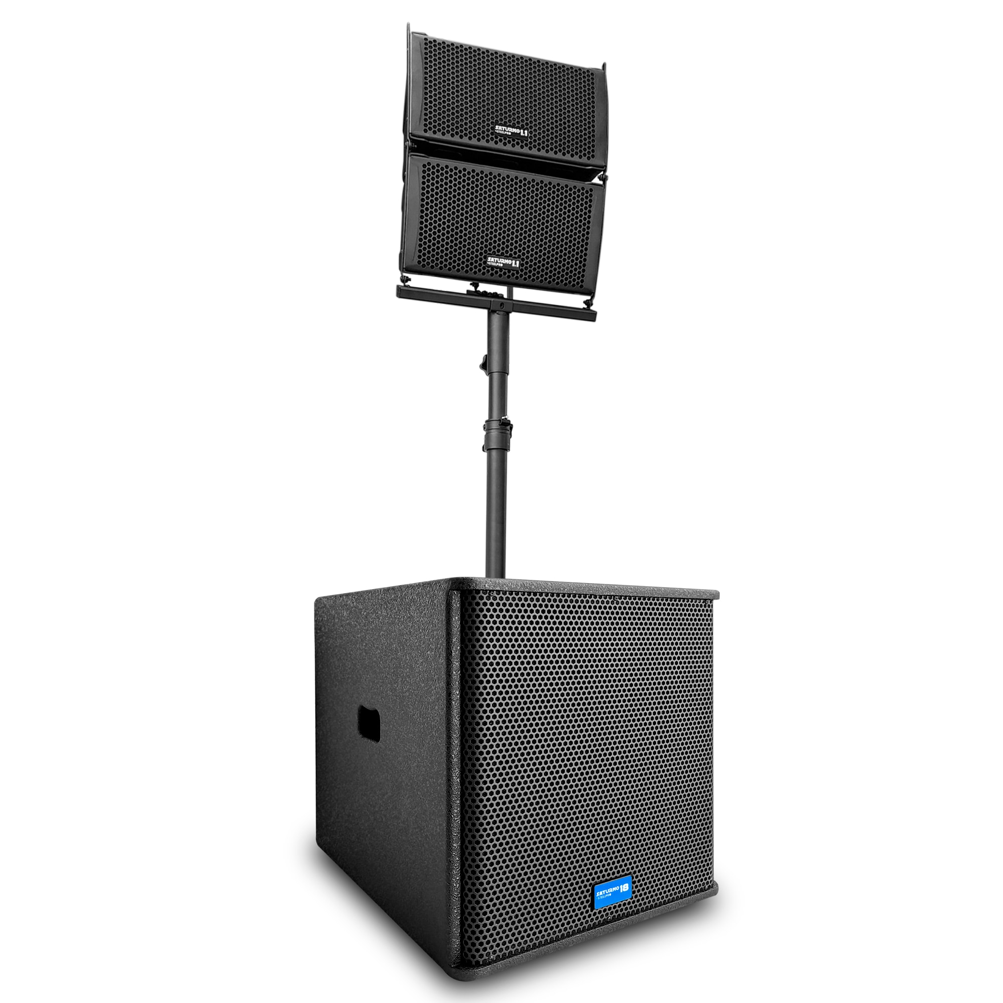 Sistema Profesional de Audio Lineal 1300 W Saturno18 Steelpro Negro $9,849