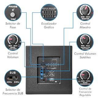 Foto 5 | Sistema Profesional de Audio Lineal 1300 W Saturno18 Steelpro Negro