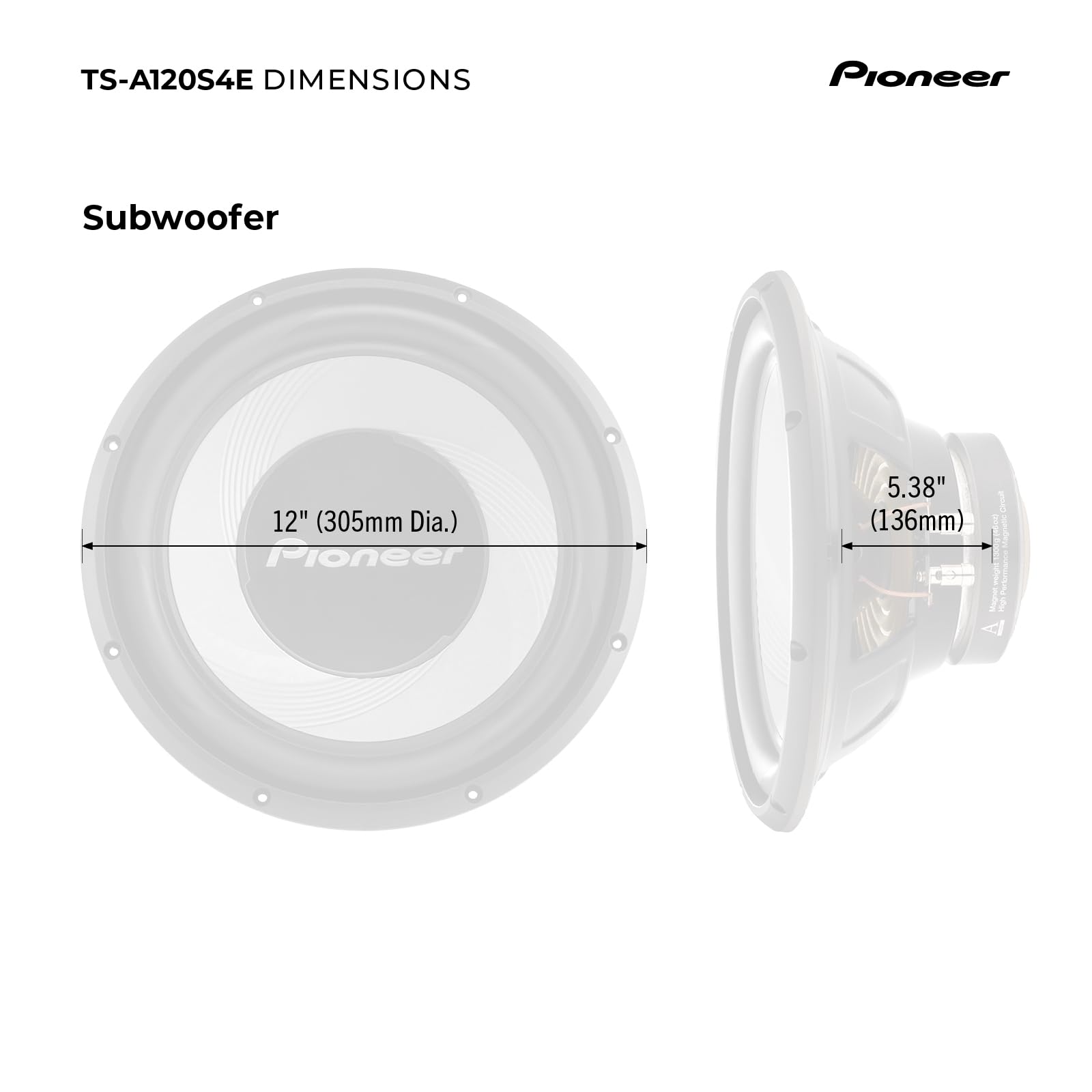 Foto 7 pulgar | Subwoofer Pioneer Ts-a120s4e 12'' 1400 W de Potencia Máxima 4 Ohmios - Venta Internacional