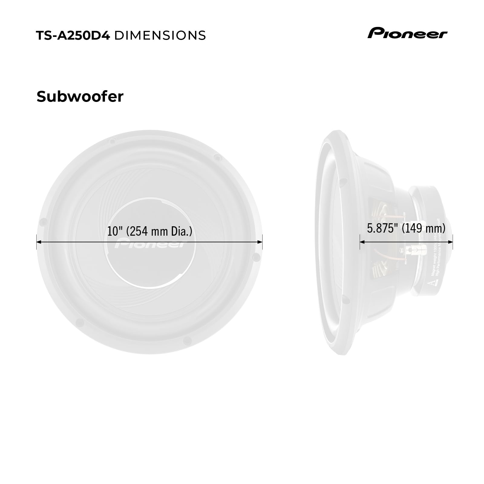 Foto 7 pulgar | Subwoofer Pioneer Ts-a250d4 10'' 1300w - Venta Internacional