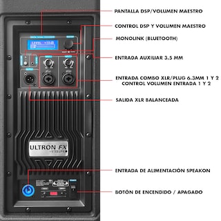 Foto 4 | Bafle Profesional Steelpro Bi-Amplificado 15 Bluetooth/DSP