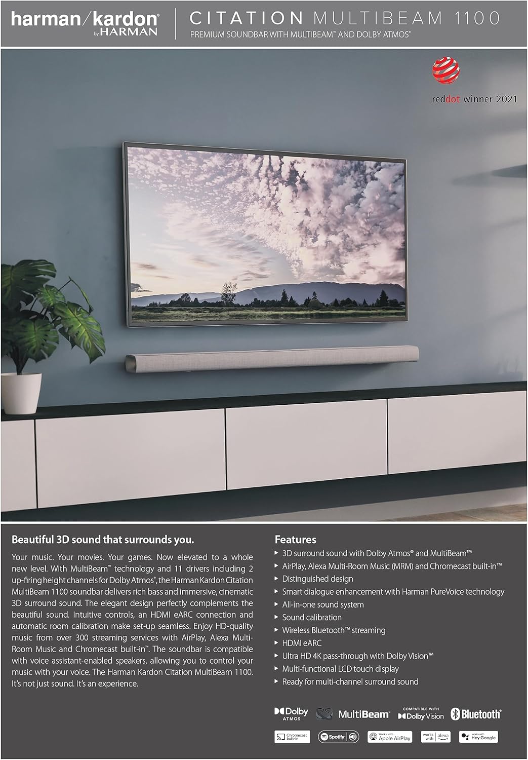 Foto 5 | Barra de Sonido Harman Kardon Citation Multibeam 1100-3d con Dolby Atmos Gris