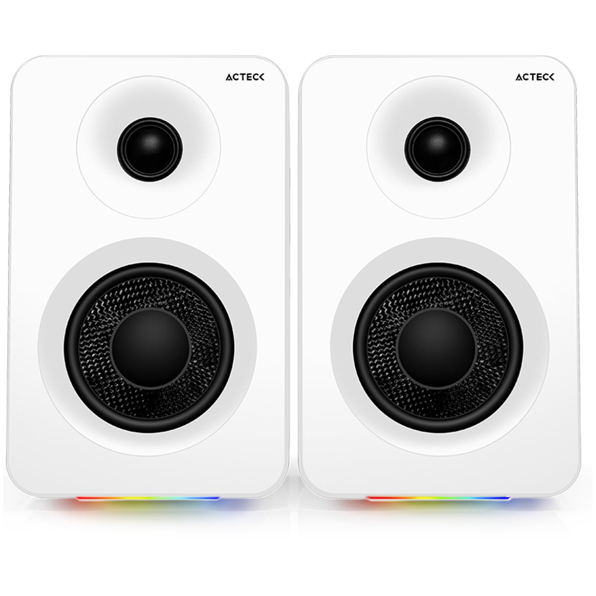 Bocinas Acteck Dynamic Exact R Bs700 Inalámbrico Sonido 2.0 Bluetooth 5.3 50w Rms Iluminacion Rgb Blanco $2,299