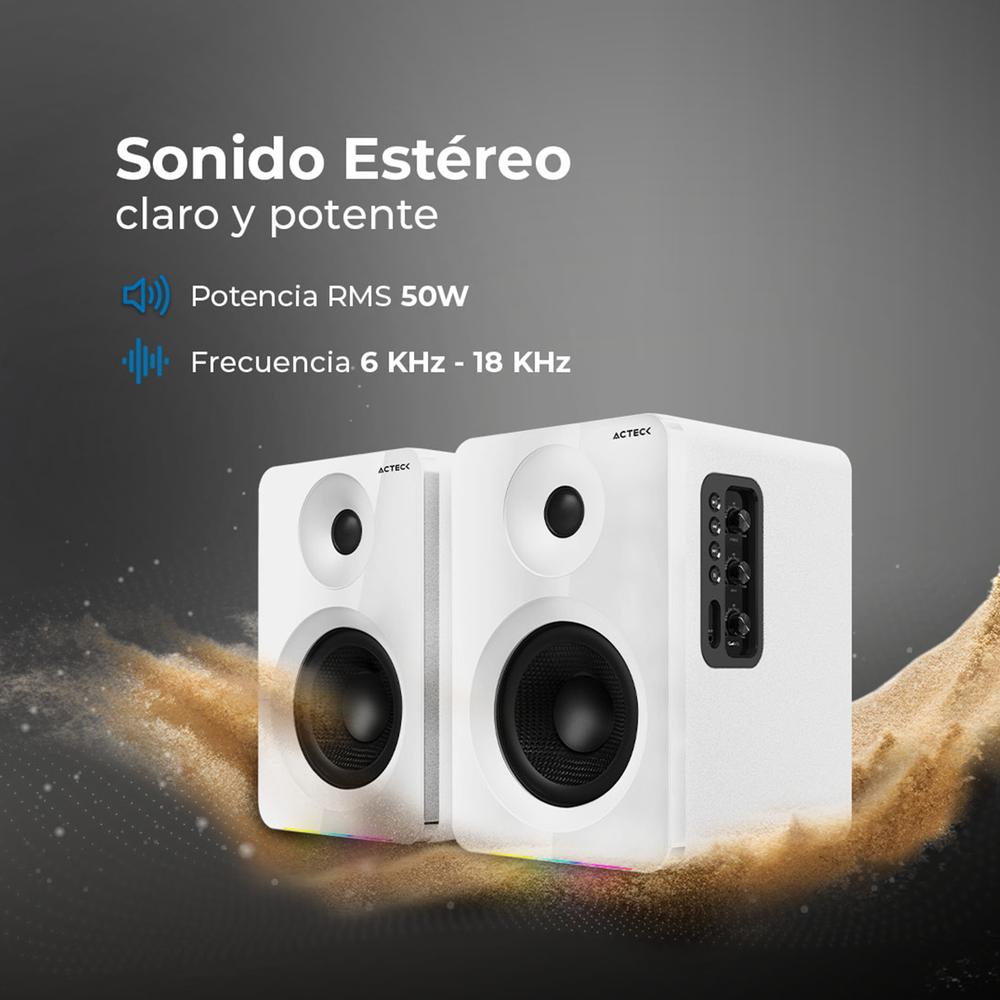 Foto 2 | Bocinas Acteck Dynamic Exact R Bs700 Inalámbrico Sonido 2.0 Bluetooth 5.3 50w Rms Iluminacion Rgb Blanco