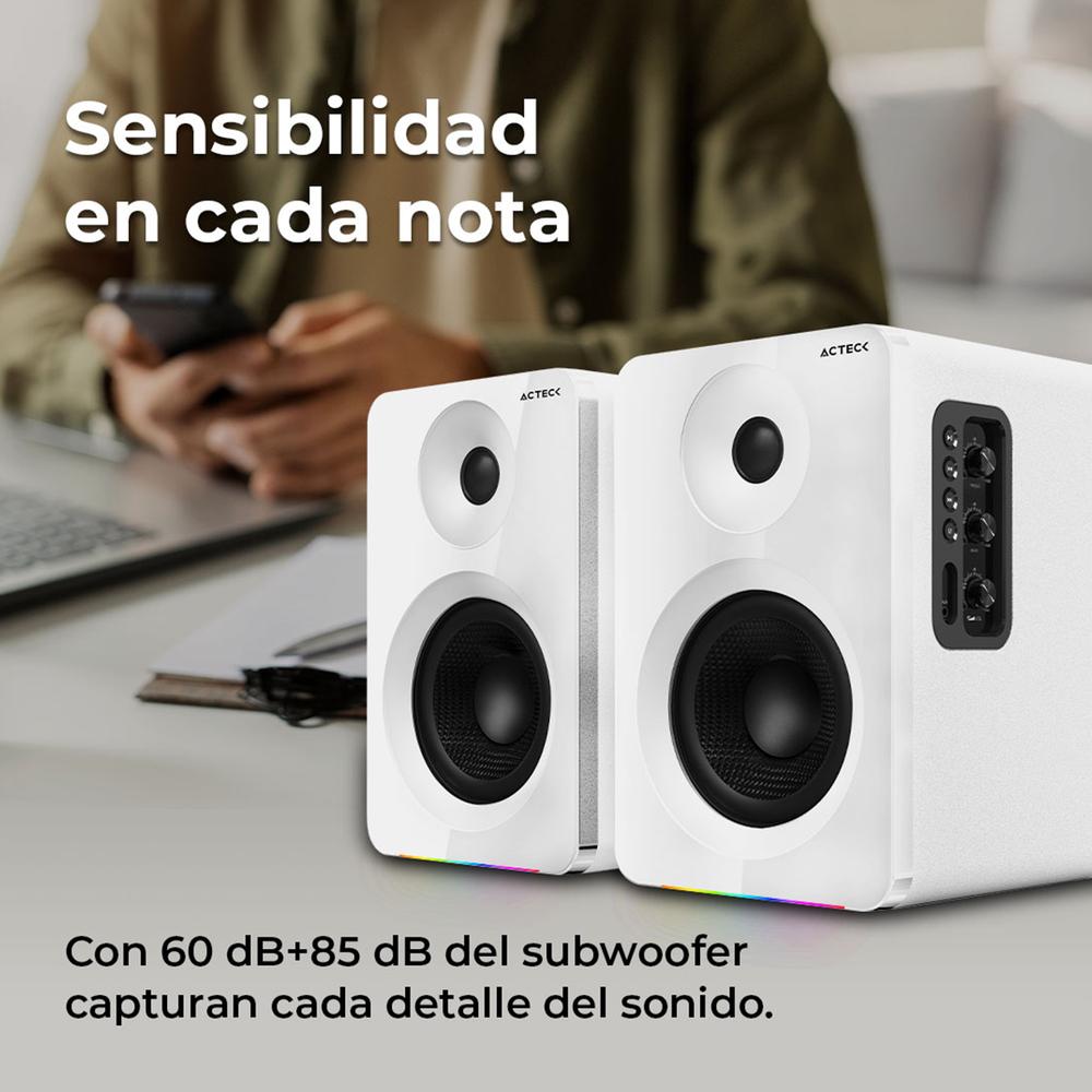 Foto 3 | Bocinas Acteck Dynamic Exact R Bs700 Inalámbrico Sonido 2.0 Bluetooth 5.3 50w Rms Iluminacion Rgb Blanco