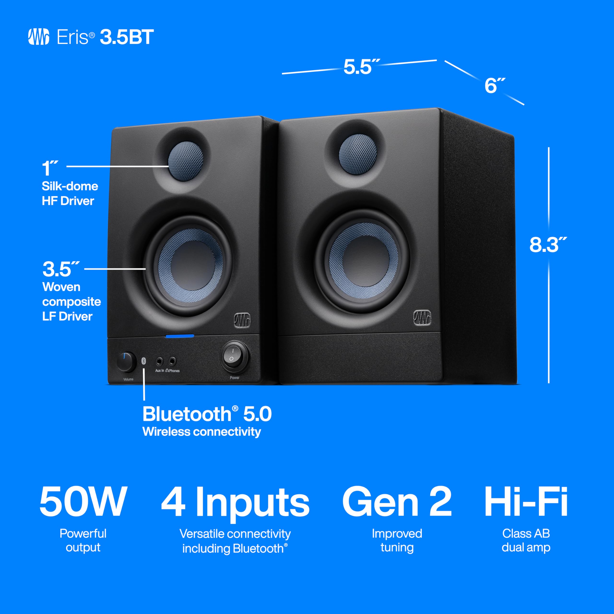 Foto 6 pulgar | Par De Monitores De Estudio Presonus Eris 3.5bt Bluetooth 50w - Venta Internacional.
