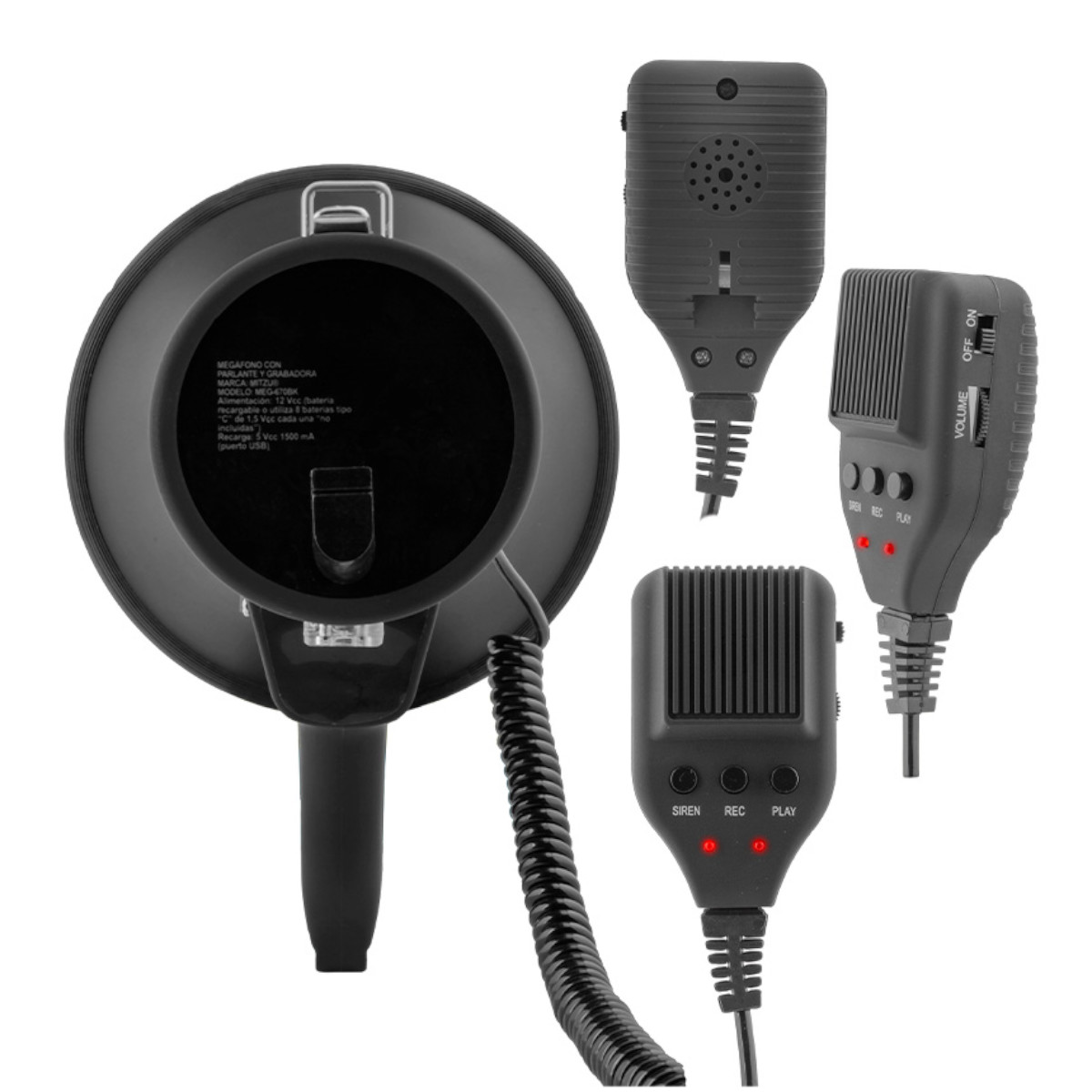 Foto 6 pulgar | Megáfono Mitzu Meg-670bk Recargable 250w
