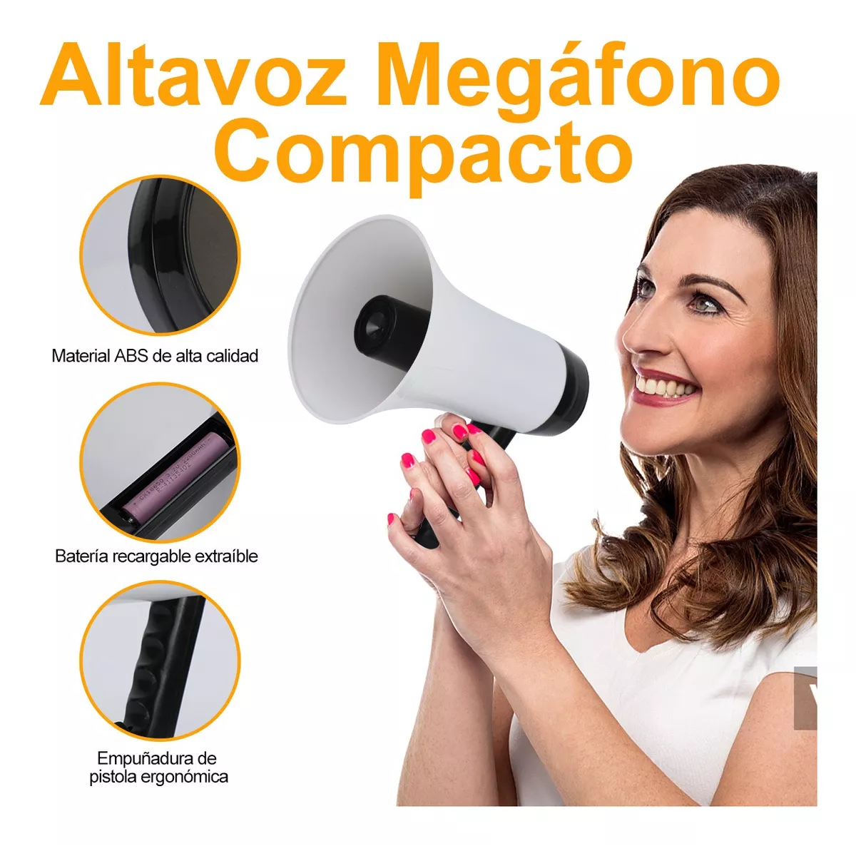Foto 5 pulgar | Megáfono con Grabador Reproductor y Sirena Usb Eo Safe Imports Esi-10946 Blanco
