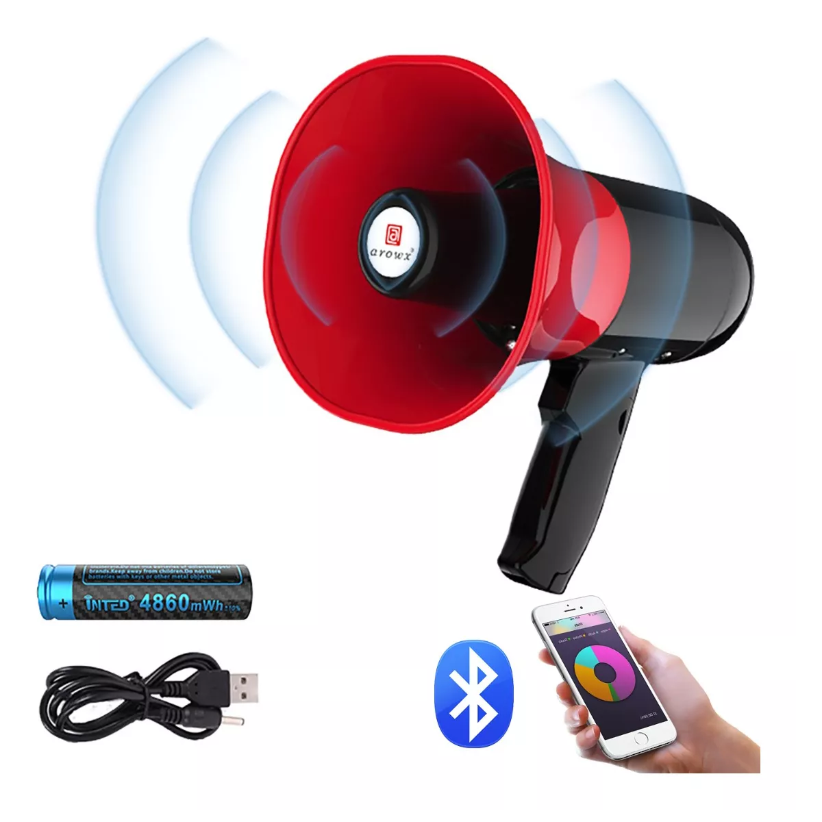 Foto 3 pulgar | Megáfono Recargable USB con Grabador Y Sirena Bluetooth Eo Safe Imports Esi-13027 Multicolor