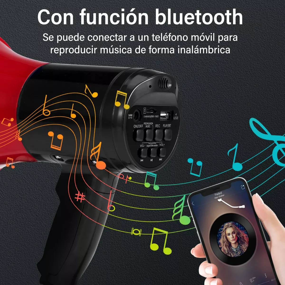 Foto 4 pulgar | Megáfono Recargable USB con Grabador Y Sirena Bluetooth Eo Safe Imports Esi-13027 Multicolor