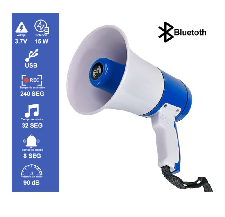 Foto 5 pulgar | Megáfono De Mano Recargable Bluetooth  Ms-meg16013