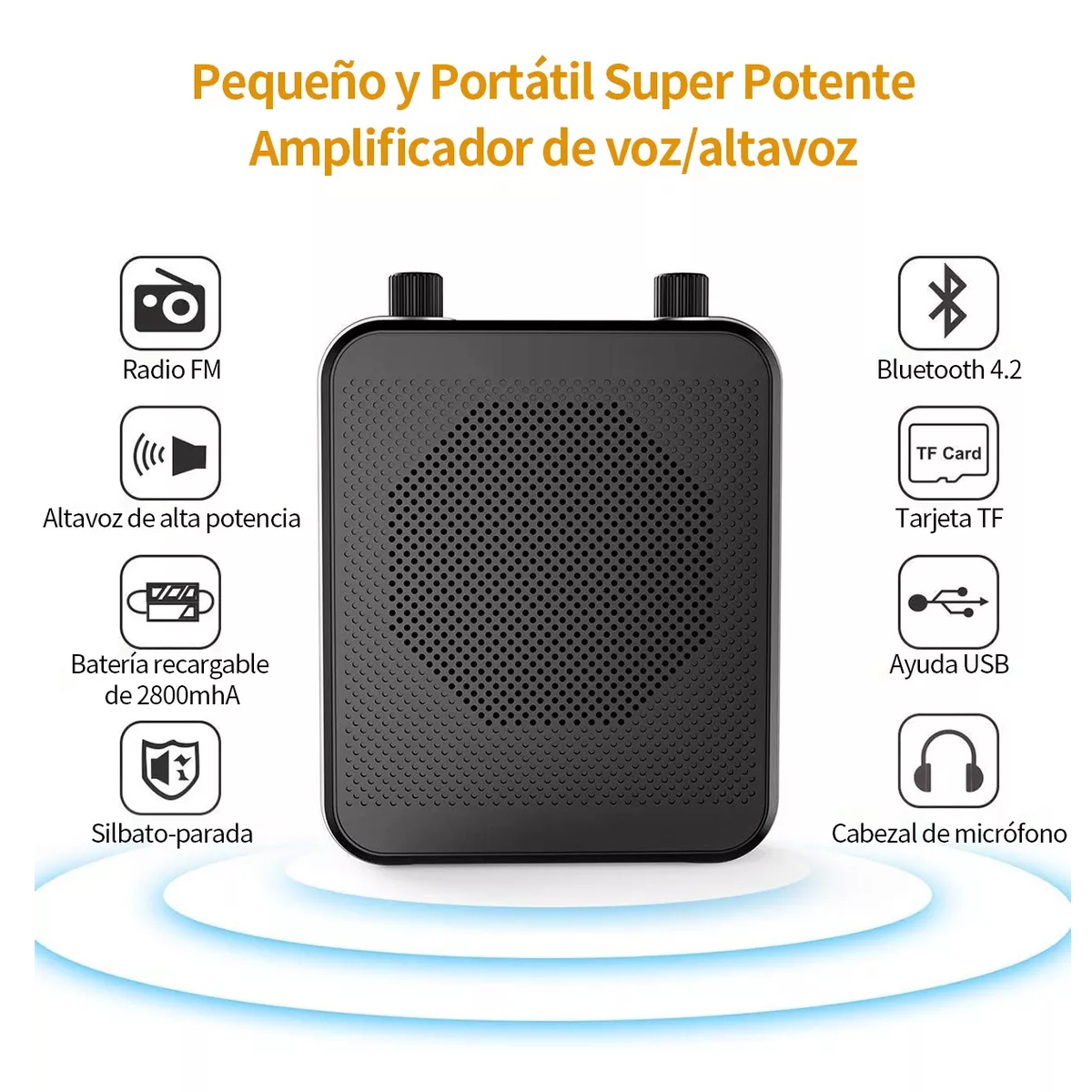 Foto 4 pulgar | Amplificador De Voz Portátil Recargable Audio Bluetooth Eo Safe Imports Esi-16151 Negro