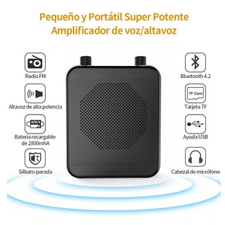 Foto 3 | Amplificador De Voz Portátil Recargable Audio Bluetooth Eo Safe Imports Esi-16151 Negro