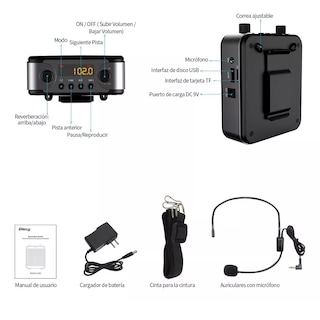 Foto 2 | Amplificador De Voz Portátil Recargable Audio Bluetooth Eo Safe Imports Esi-16151-1 Negro
