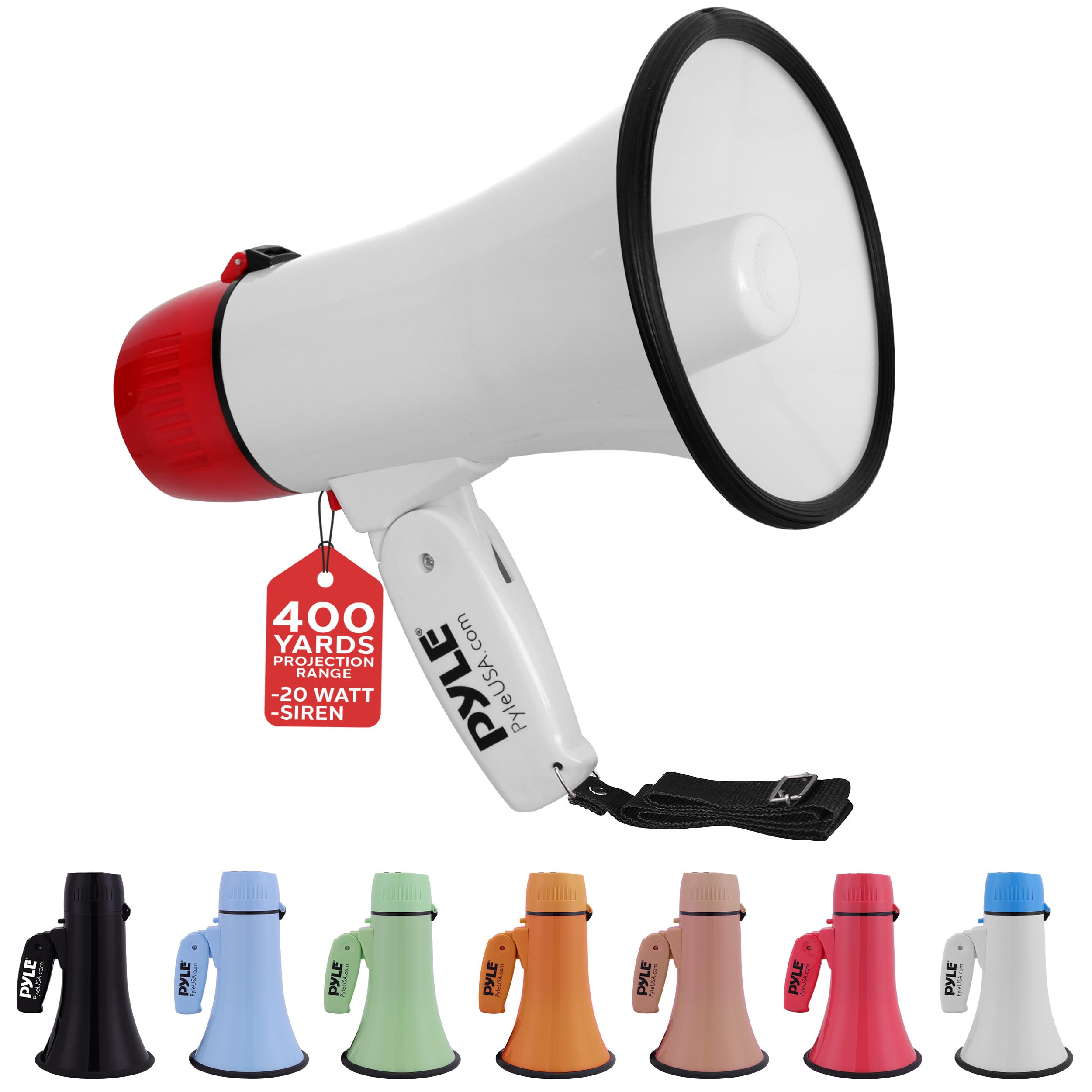 Foto 1 | Megáfono Pyle Portátil De 20 W Con Sirena Y Entrada Auxiliar, Color Blanco-rojo - Venta Internacional.