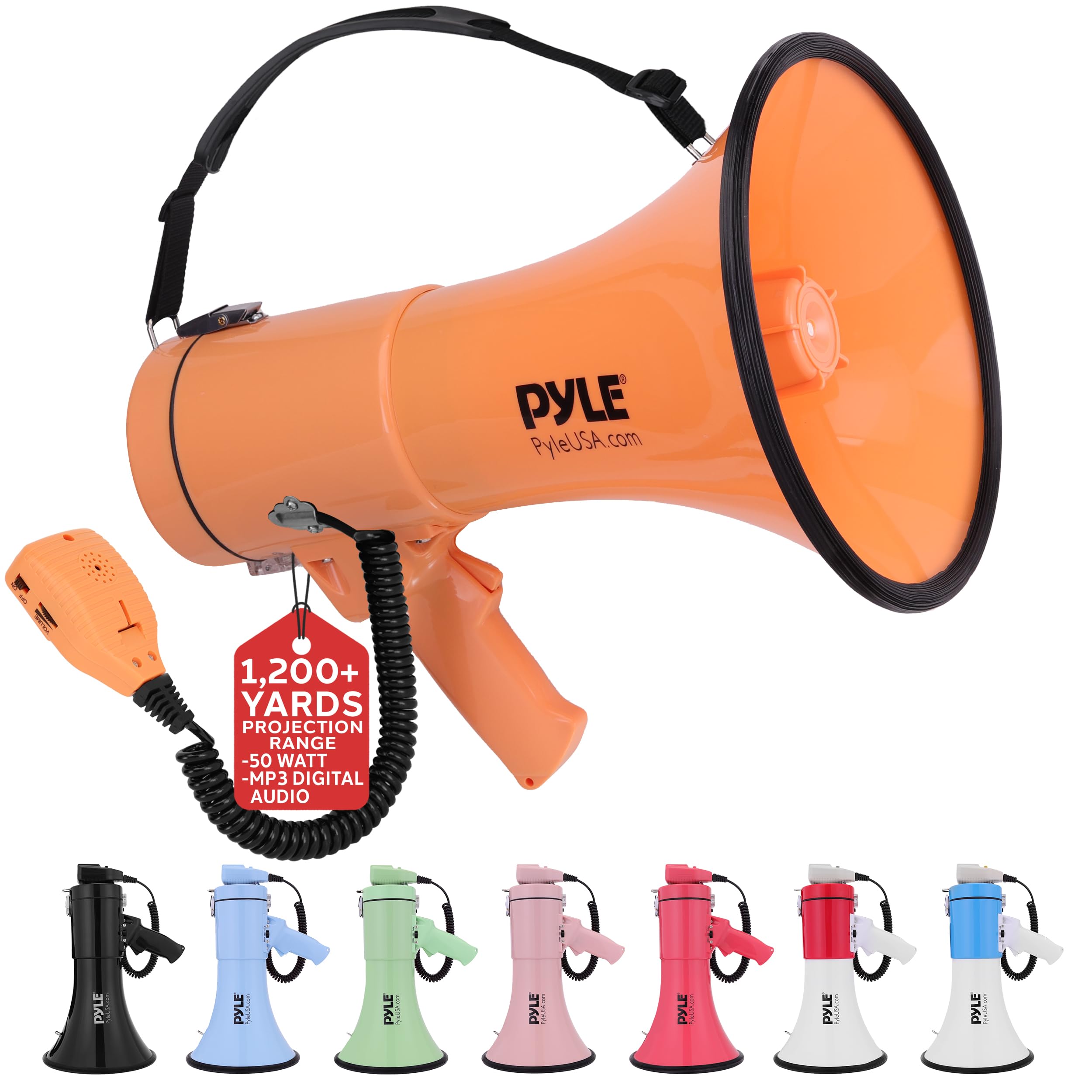 Foto 2 pulgar | Megáfono Pyle De 50 W Con Entrada Auxiliar Y Sirena, Color Naranja - Venta Internacional.