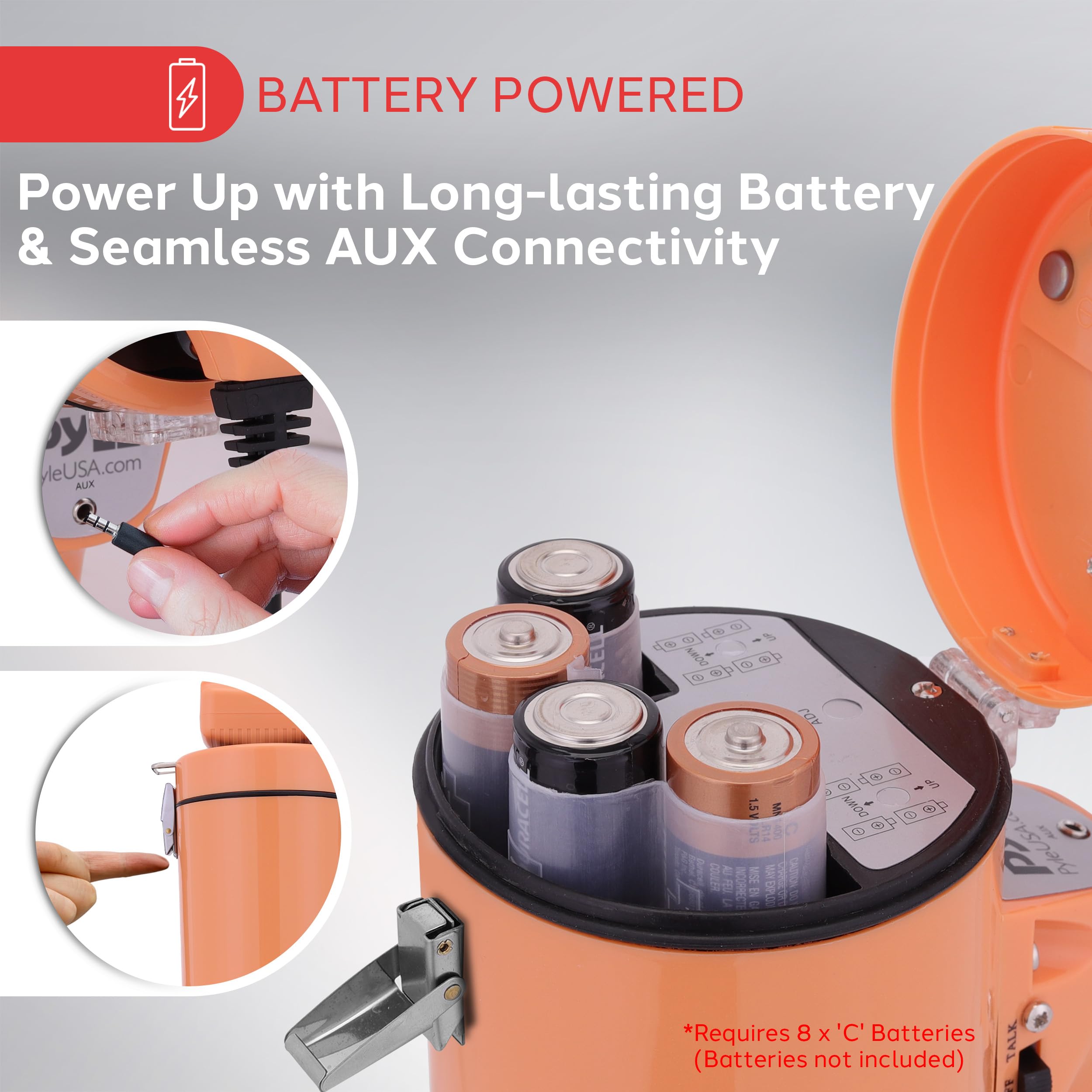 Foto 6 pulgar | Megáfono Pyle De 50 W Con Entrada Auxiliar Y Sirena, Color Naranja - Venta Internacional.