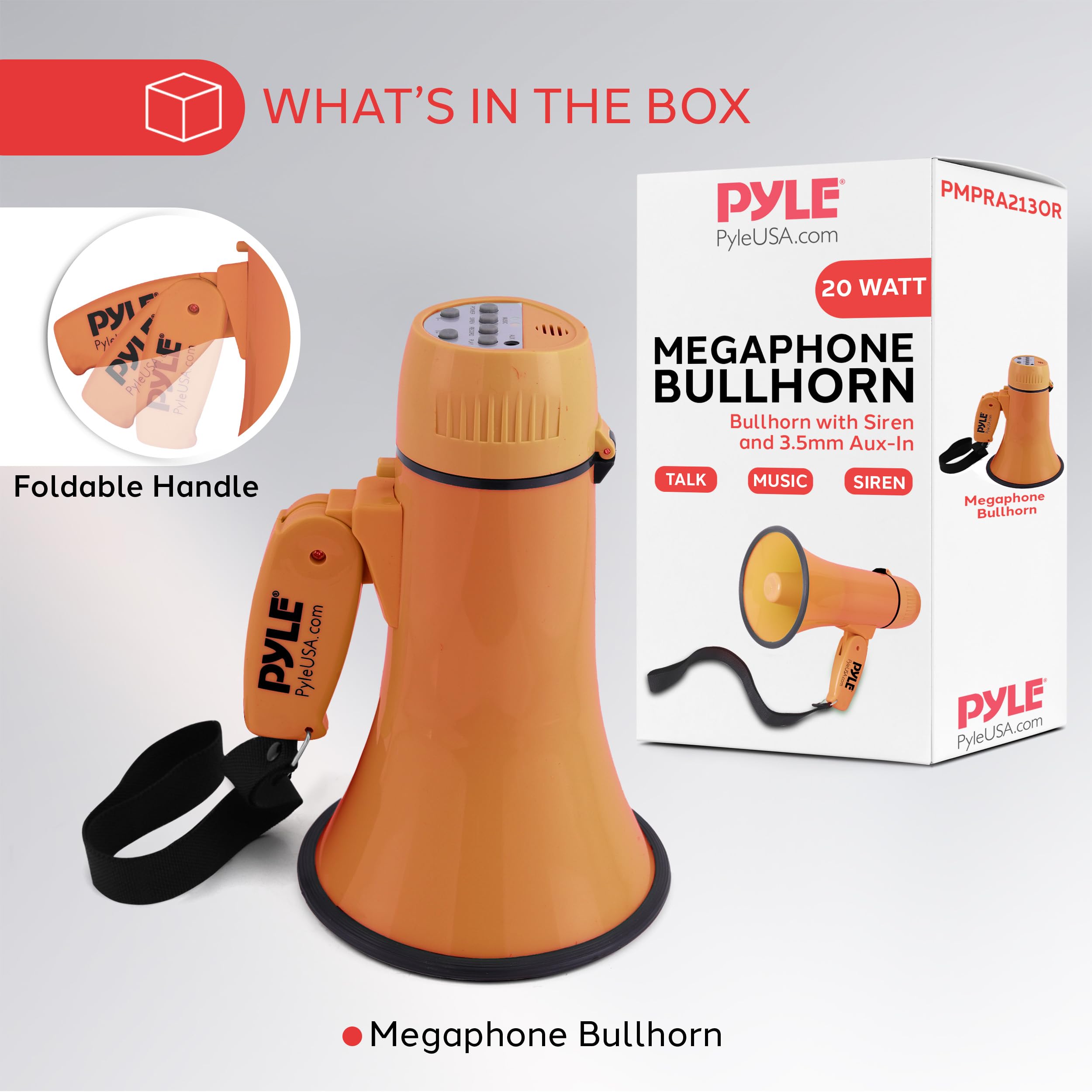 Foto 7 pulgar | Megáfono Pyle De 20 W Con Entrada Auxiliar Y Sirena, Color Naranja - Venta Internacional.