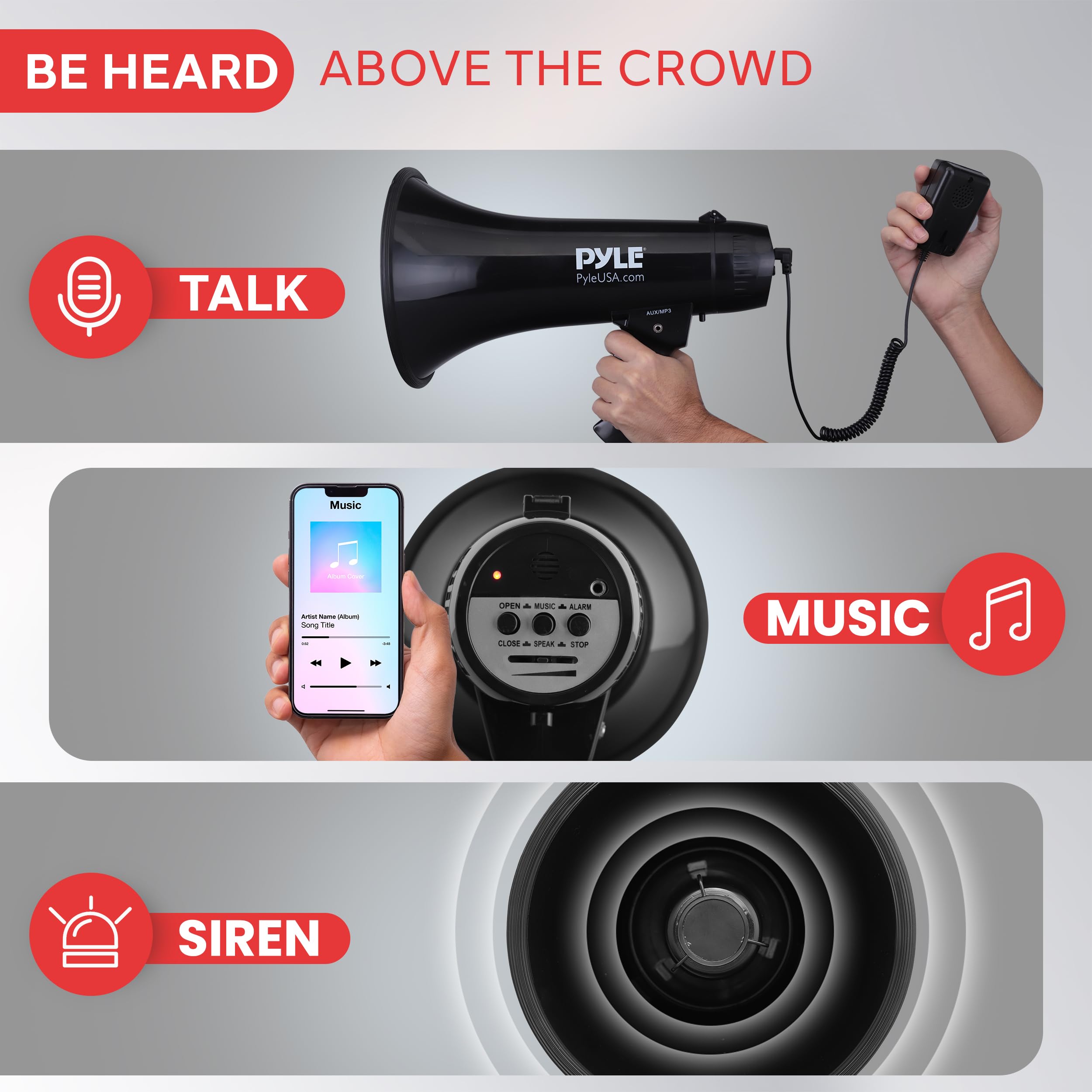 Foto 4 pulgar | Altavoz Megáfono Pyle Pa Bullhorn Con Sirena De 1000 Yardas - Venta Internacional.