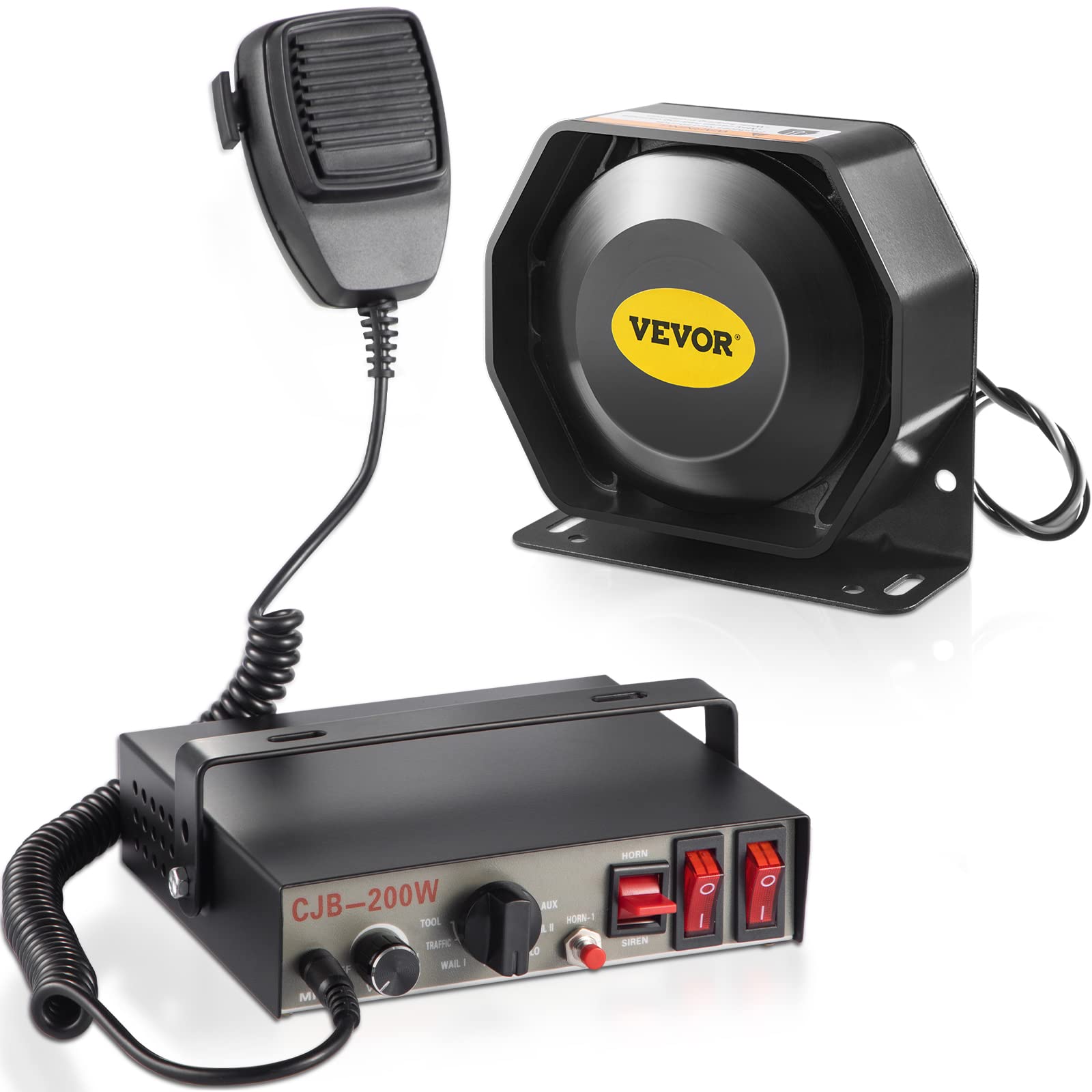 Foto 2 pulgar | Alarma De Aviso De Coche Vevor Police Sirens, 200 W, 9 Tonos, 12 V Dc - Venta Internacional.