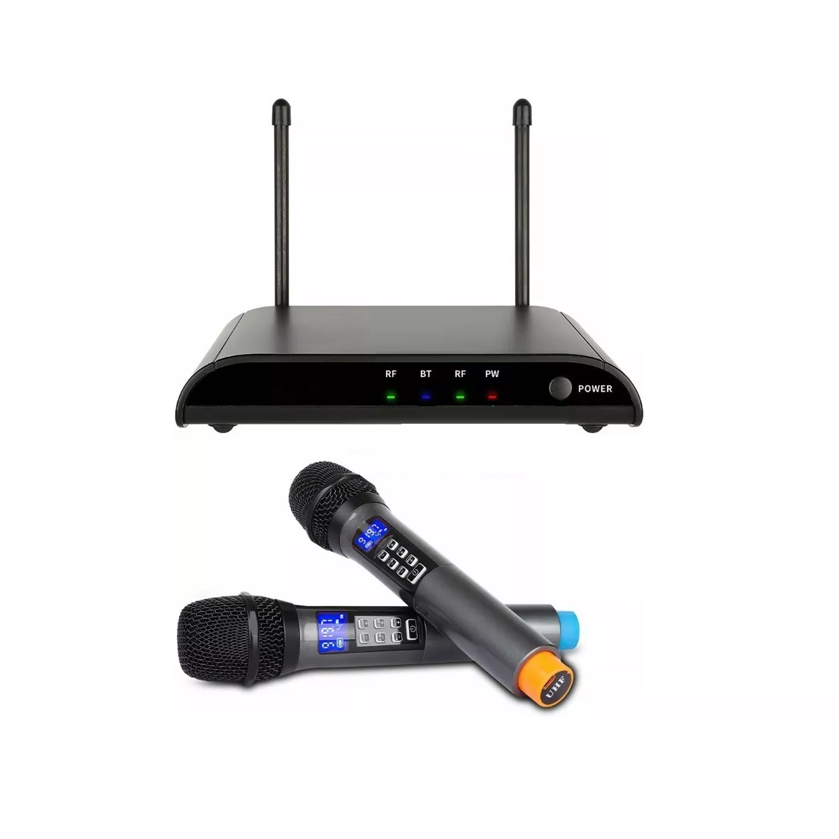 Micrófono Uhf Profesional con Frecuencia Multicanal Bluetooth Eo Safe Imports Esi-8627 color Negro