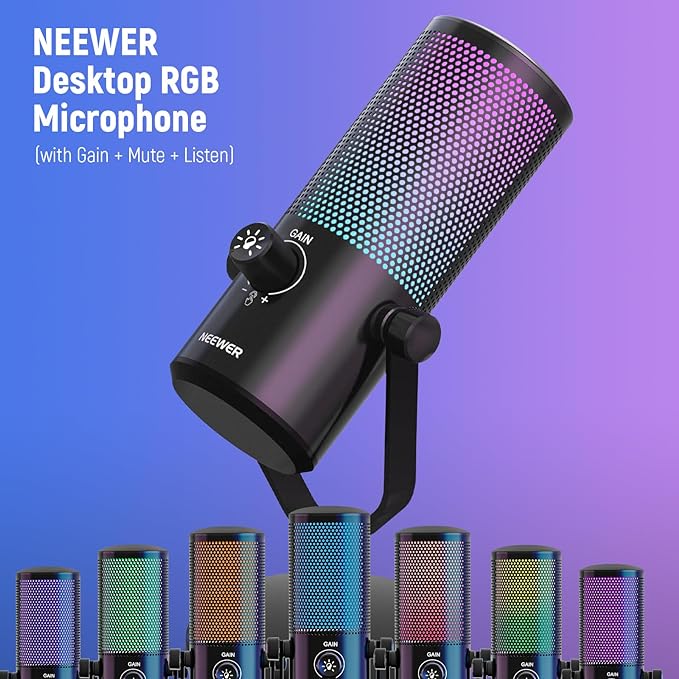 Foto 4 pulgar | Micrófono Usb Para Juegos Con Efecto De Luz Rgb, Plug & Play One Click Silencio Y Ganancia, Para Pc Mac Ps4 Ps
